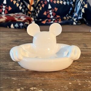 Used Disney White Ceramic Mickey Mouse Dish